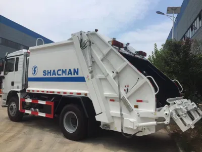 Nuevo Shacman 4X2 Venta directa de fábrica Servicio liviano 6cbm 4t Camión de basura de alta relación de compresión con cargador trasero